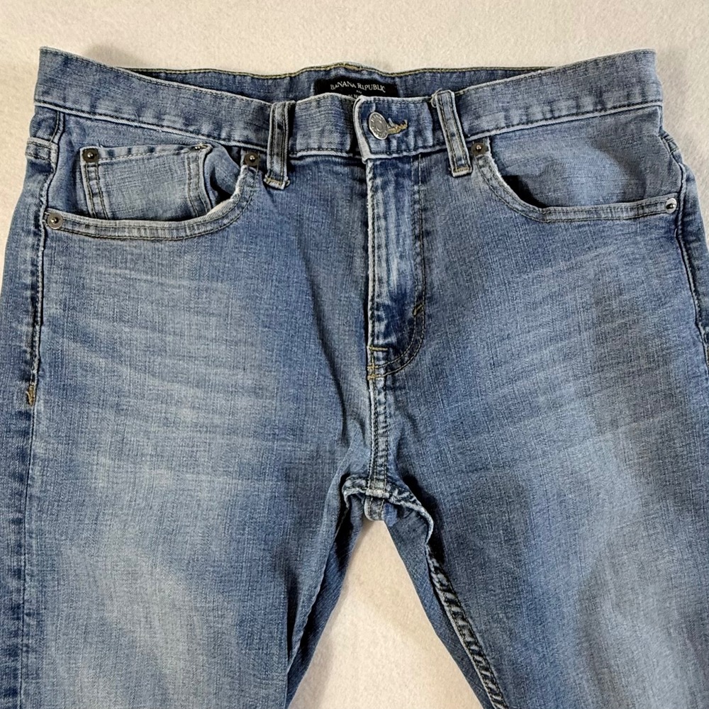 Banana Republic Slim Techmotion Jeans Mens 31x32 Stretch Denim Light Wash Blue